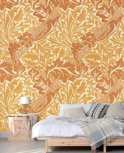 papel pintado estampado amarillo y naranja