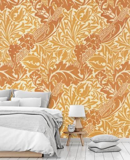 papel de parede estampado amarelo e laranja papel de parede estampado amarelo e laranja