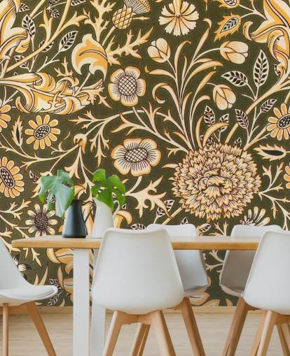 vintage green floral wallpaper