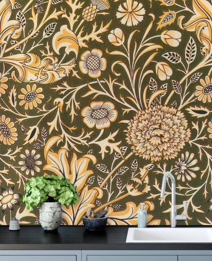 vintage grønn floral tapet vintage grønn floral tapet