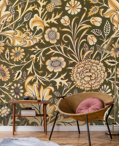 papier peint floral vert vintage