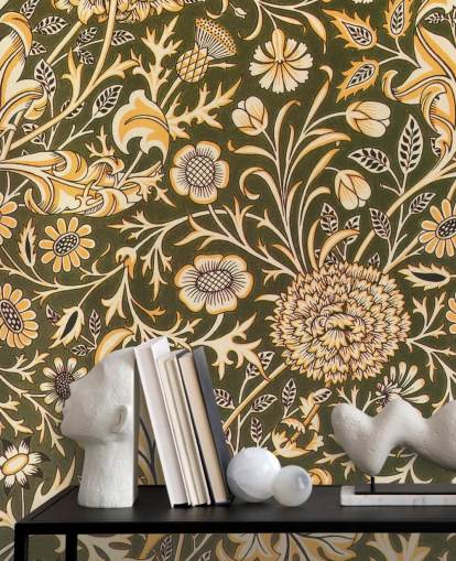 vintage green floral wallpaper vintage green floral wallpaper