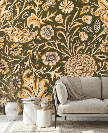 vintage groen bloemenbehang vintage groen bloemenbehang