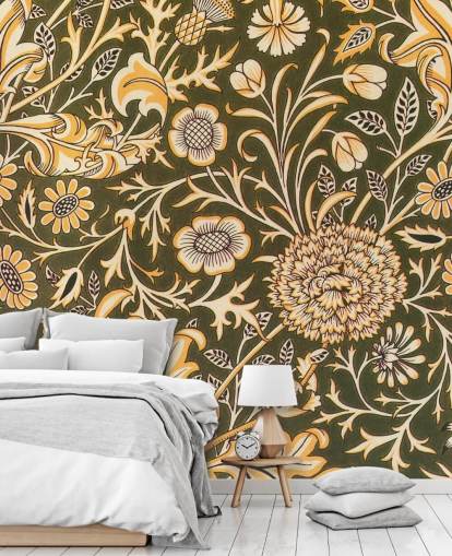 vintage green floral wallpaper vintage green floral wallpaper