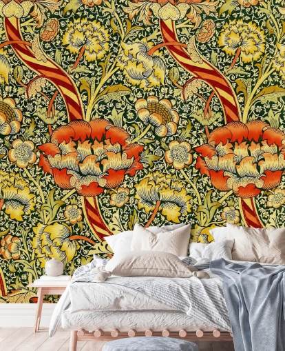 lebendige Vintage-Blumentapete