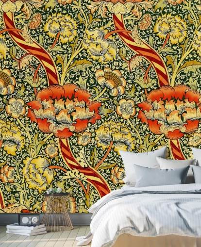 lebendige Vintage-Blumentapete