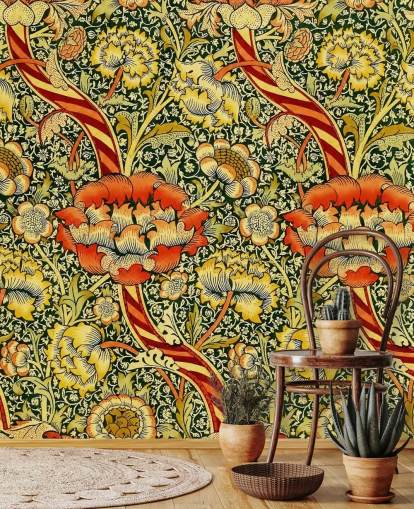 papier peint floral vintage vif