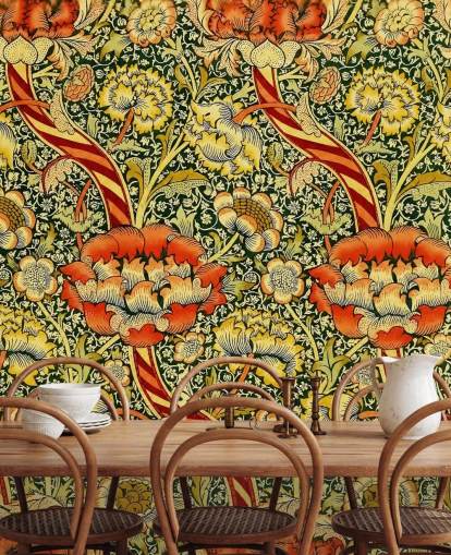 papel pintado floral vintage vívido