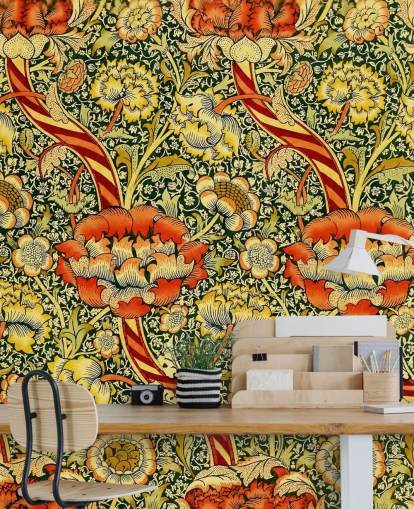 papel pintado floral vintage vívido