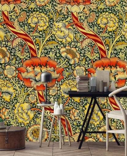 levendig vintage bloemenbehang