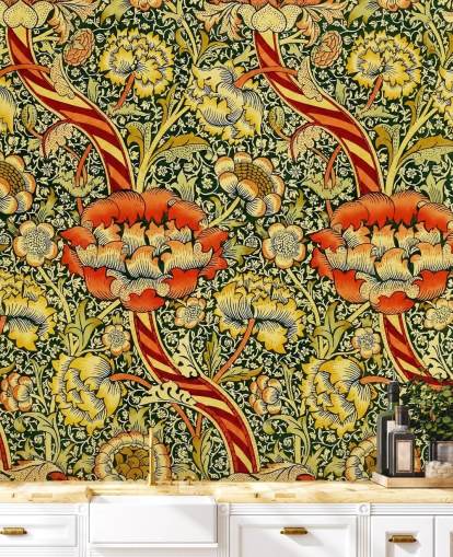 levande vintage blommig tapet