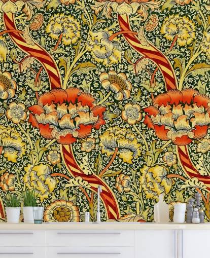 lebendige Vintage-Blumentapete