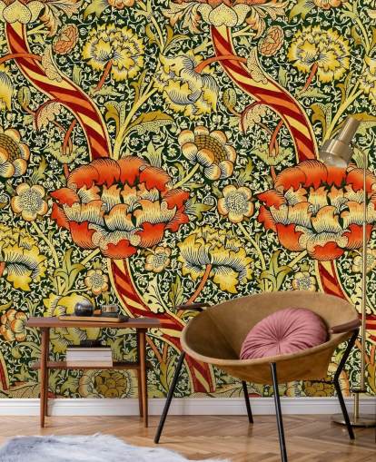 lebendige Vintage-Blumentapete