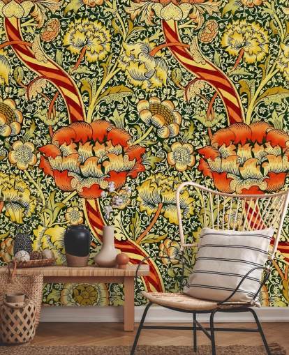 papier peint floral vintage vif