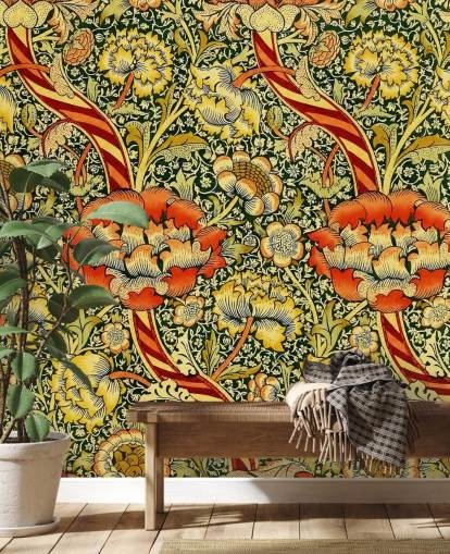 papel pintado floral vintage vívido