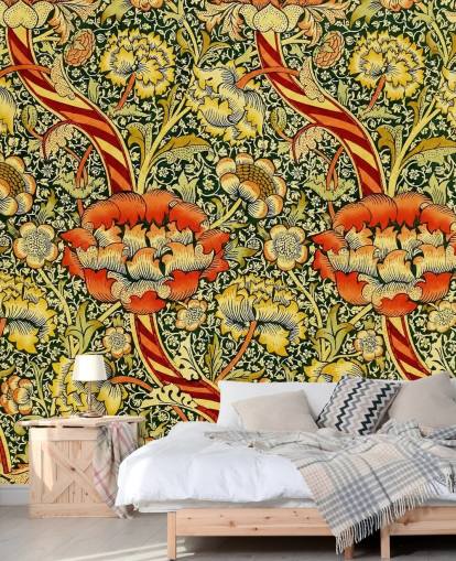 papel pintado floral vintage vívido