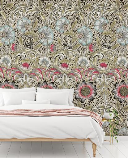 papel pintado con estampado floral