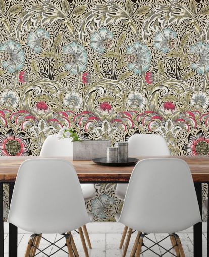 papel pintado con estampado floral