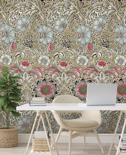 papel pintado con estampado floral