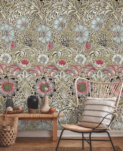 papel pintado con estampado floral