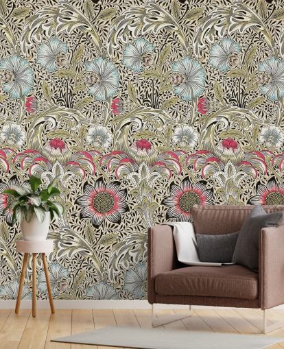 papel pintado con estampado floral