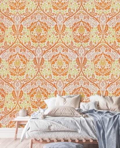 orange and yellow print wallpaper