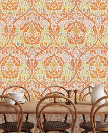 papier peint imprimé orange et jaune