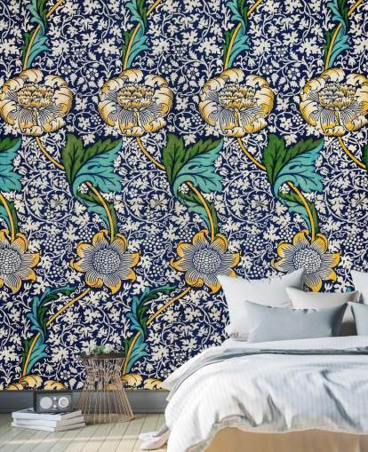 bright blue floral pattern wallpaper bright blue floral pattern wallpaper