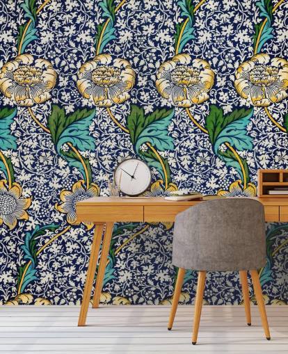 lyseblå blomstermønster tapet