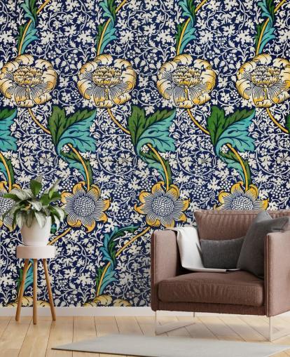 bright blue floral pattern wallpaper bright blue floral pattern wallpaper