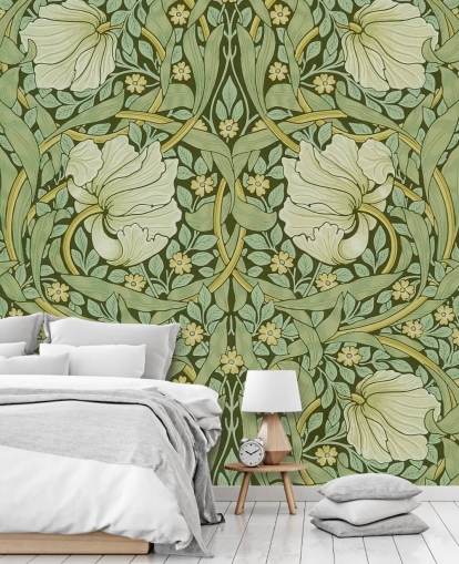 saliegroen behang met bloemenpatroon saliegroen behang met bloemenpatroon