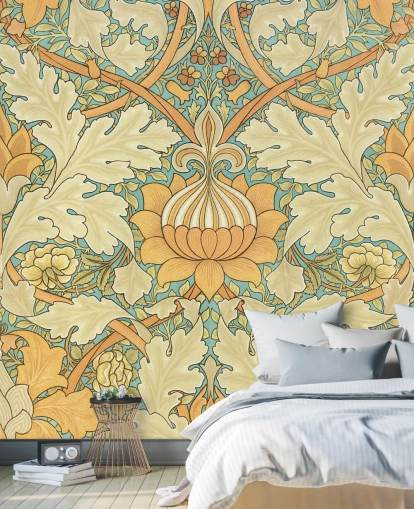 patterned William Morris wallpaper