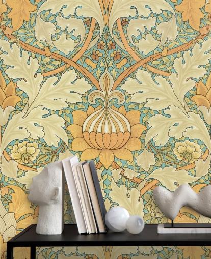 patterned William Morris wallpaper