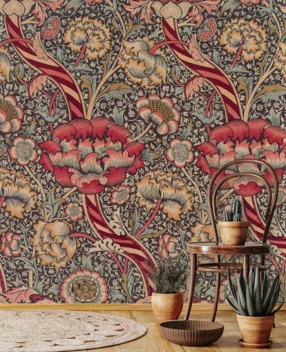 red and blue patterned William Morris wallpaper mural red and blue patterned William Morris wallpaper mural