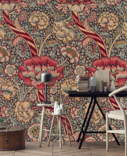 red and blue patterned William Morris wallpaper mural red and blue patterned William Morris wallpaper mural