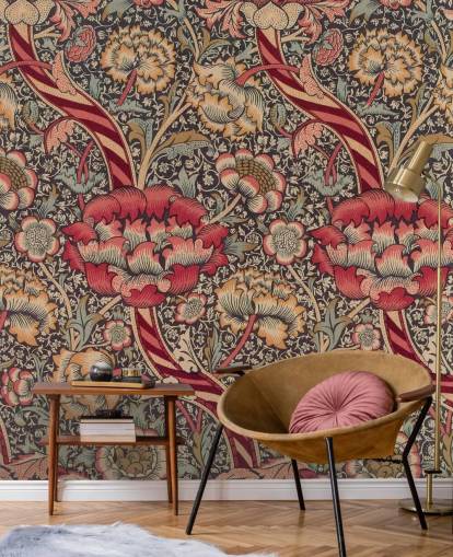 papier peint mural William Morris à motifs rouges et bleus papier peint mural William Morris à motifs rouges et bleus