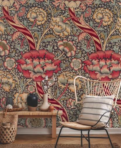 red and blue patterned William Morris wallpaper mural red and blue patterned William Morris wallpaper mural