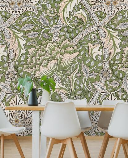 grünes Blumenmuster-Wandbild von William Morris