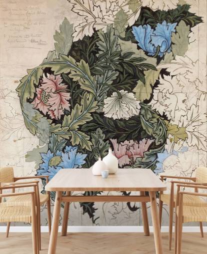 wreath wallpaper mural by William Morris