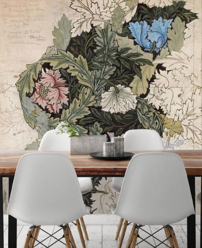 mural de papel pintado con forma de corona de William Morris mural de papel pintado con forma de corona de William Morris