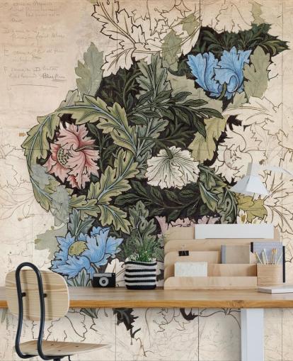 wreath wallpaper mural by William Morris