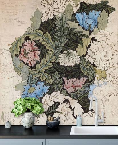Wandbild mit Kranz-Tapete von William Morris