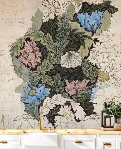 wreath wallpaper mural by William Morris