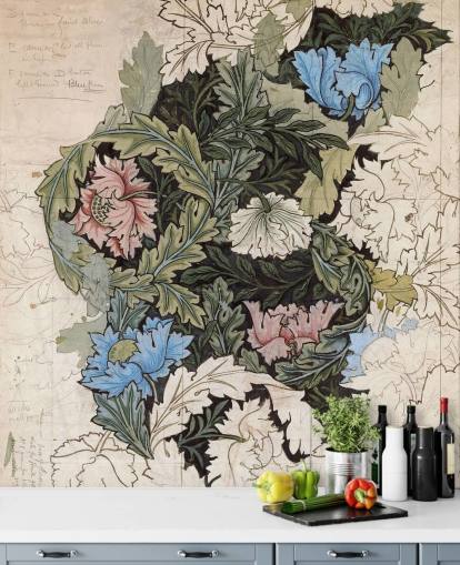 wreath wallpaper mural by William Morris