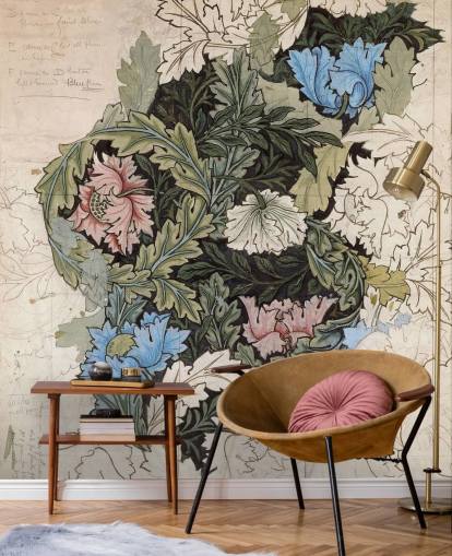 wreath wallpaper mural by William Morris