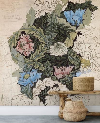 wreath wallpaper mural by William Morris