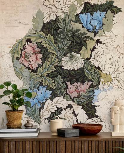 wreath wallpaper mural by William Morris
