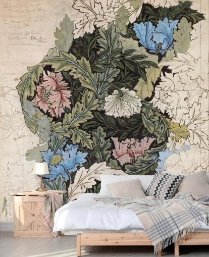 wreath wallpaper mural by William Morris