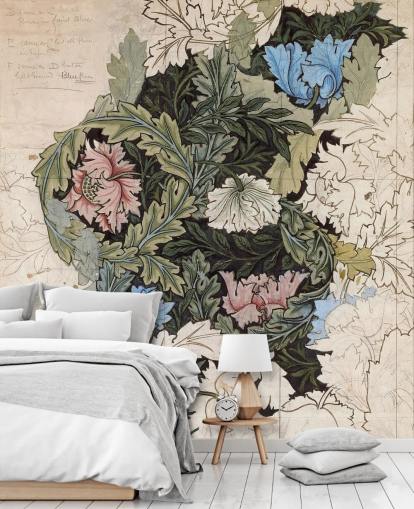 wreath wallpaper mural by William Morris