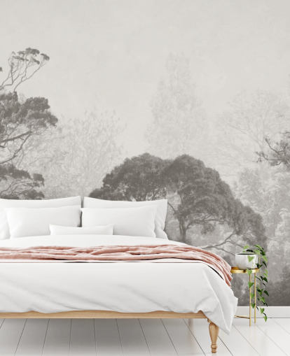 svartvit skog tapetväggmålning kallad Vintage Illustration av träd för sovrum, vardagsrum och kök svartvit skog tapetväggmålning kallad Vintage Illustration av träd för sovrum, vardagsrum och kök